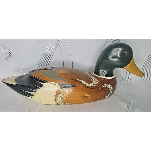 Vintage Hand Carved & Hand Painted Mallard‎ Duck Decoy Signed Jamalanowski - Picture 1 of 16